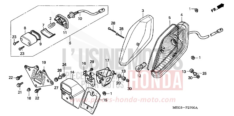 TAILLIGHT for Shadow Aero CANDY BLAZE ORANGE (YR196BB) from 2006
